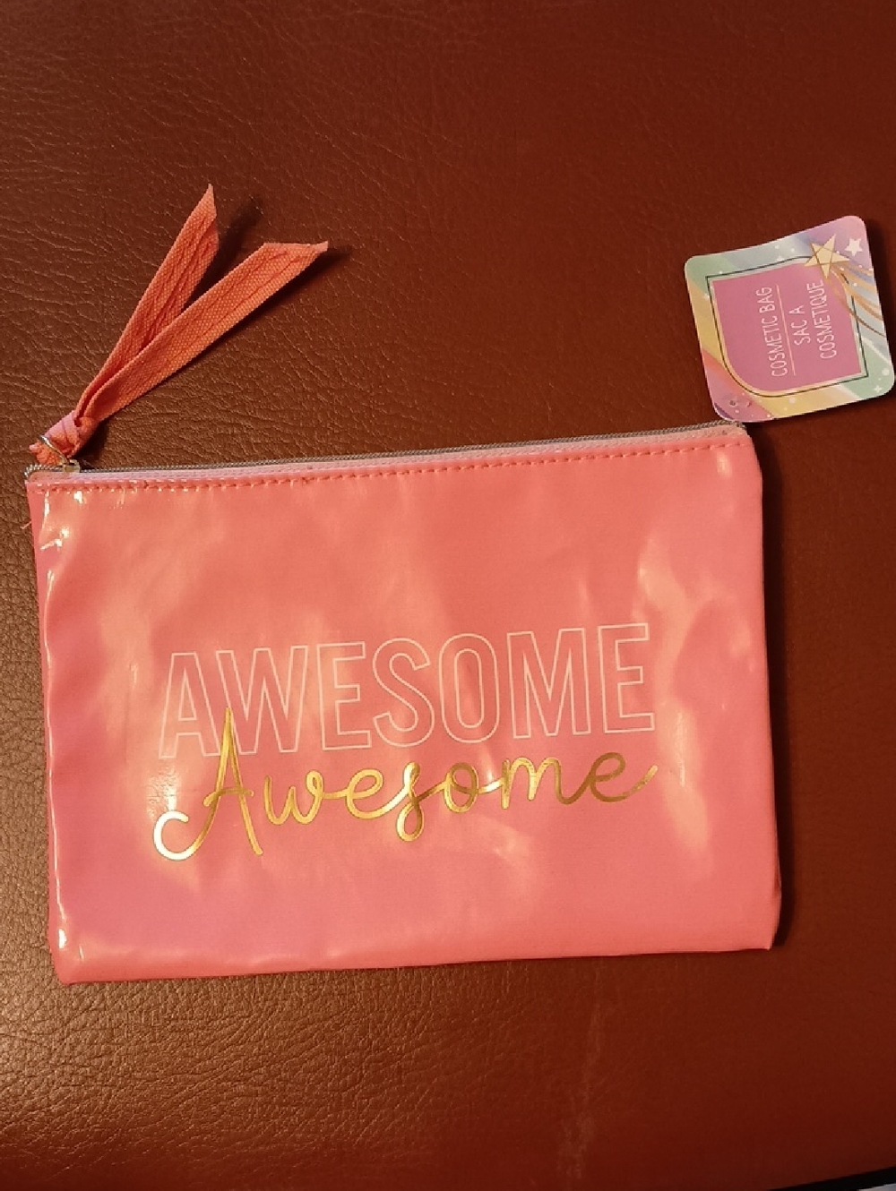Pink "Awesome" Cosmetic Pouch NWT